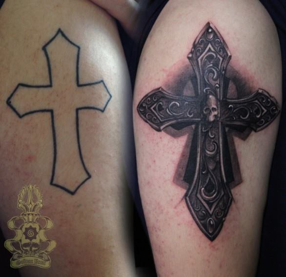 Cross Cover Up Tattoo