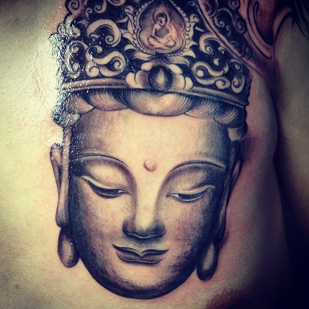 Buddha Chest Tattoo.