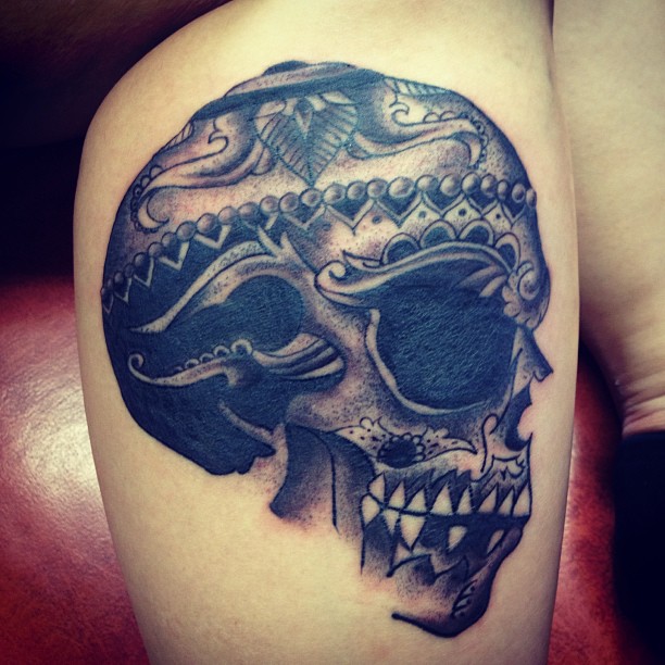 Dark Back ink Skull Tattoo. 