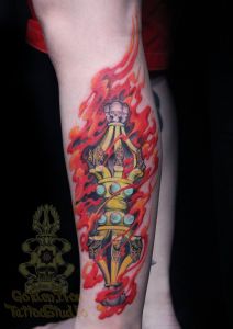 Tibetan Ritual Dagger is used to drive away evil spirits or negativity.  Golden Iron Tattoo Studio is located on 363 Spadina Ave Toronto ON, M5T 2G3. For inquires on booking an appointment please contact (416)-903-1624 during opening hours 11:00AM-7:00PM