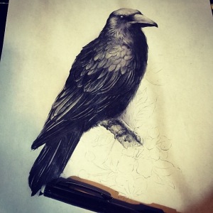 Crow sketch for a client tattoo by Cysen.  Golden Iron Tattoo Studio is located on 363 Spadina Ave Toronto ON, M5T 2G3. For inquires or to book an appointment please contact (416)-903-1624 during opening hours 11:00AM-8:00PM