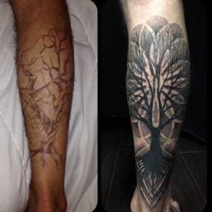 Dot Work Shading & Tree Coverup Tattooed By @unklegregory For any inquires check us out at http://goldenirontattoostudio.com/ or to book an appointment contact (416)-903-1624 during opening hours 11:00AM-8:00PM