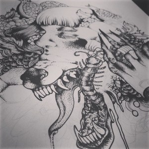 Cool Crazy Dark Art Drawing In Progress By Vera. For all inquires check us out at http://goldenirontattoostudio.com/