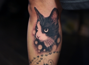 Portrait Of A Valued Clients Cat Tattooed By Cysen For all inquires check us out at http://goldenirontattoostudio.com/